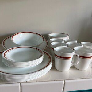 Vintage Corning Dining Set, Cinnamon (vintage red)